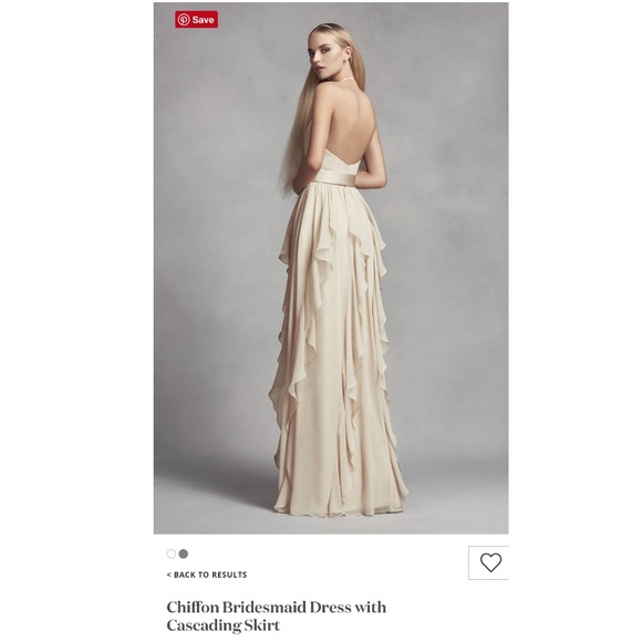 David’s Bridal EUC Chiffon Bridesmaids Floor-Lengthed Dress with Cascading Skirt - Picture 2 of 8